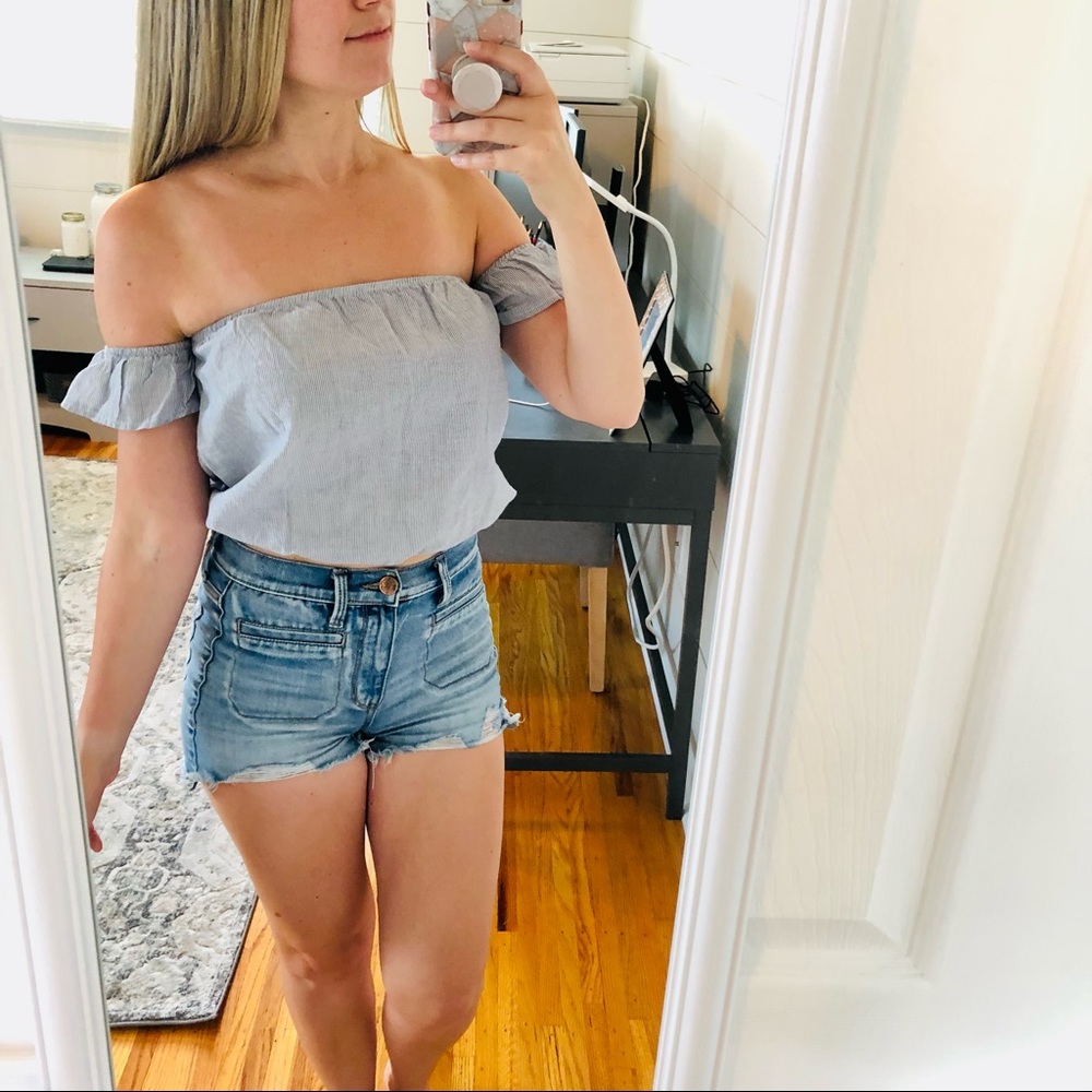NEW Brandy Melville Striped Cap Sleeve Crop Top